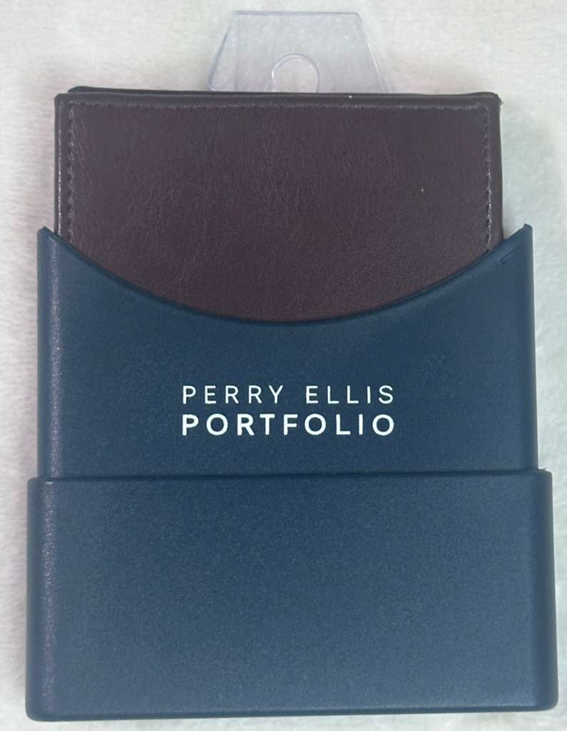 Cartera Perry Ellis Portfolio Piel Café Original - Hombre