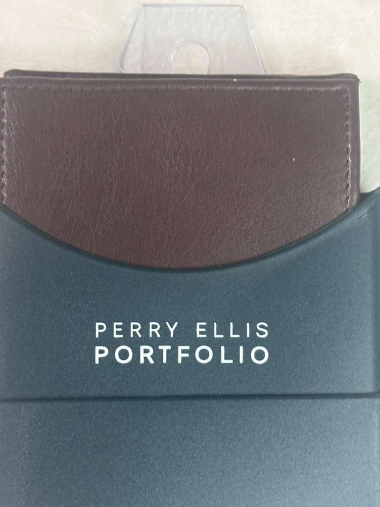 Cartera Perry Ellis Portfolio Piel Café Original - Hombre