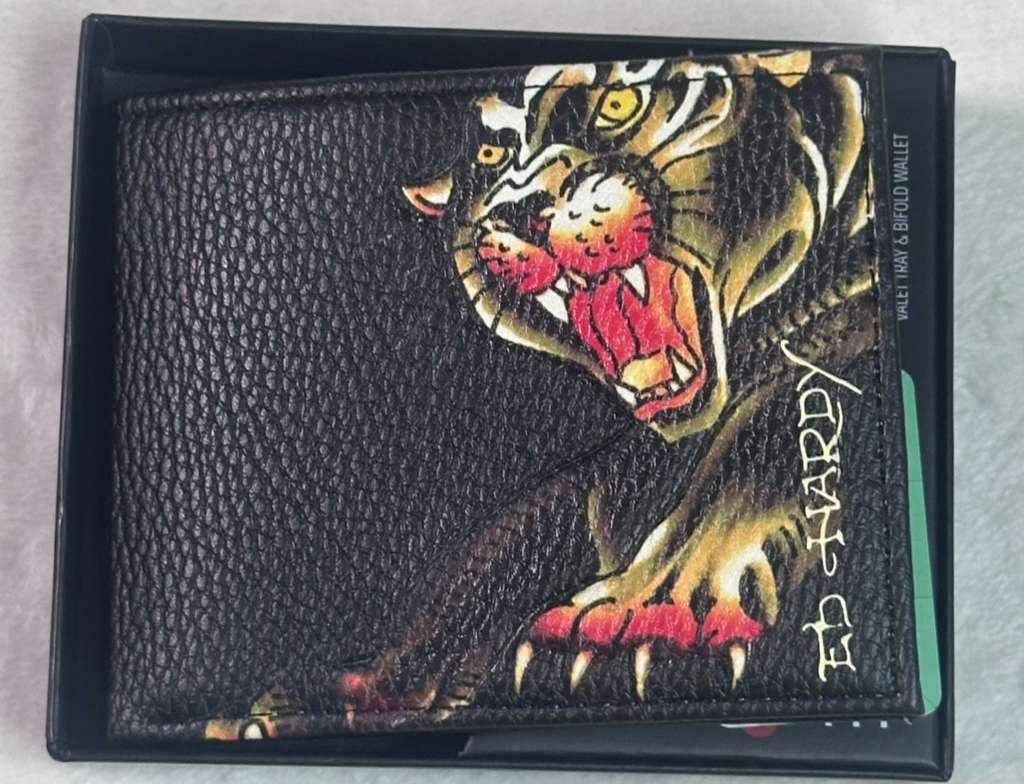 Cartera Ed Hardy Tigre Bifold Negra Original - Hombre