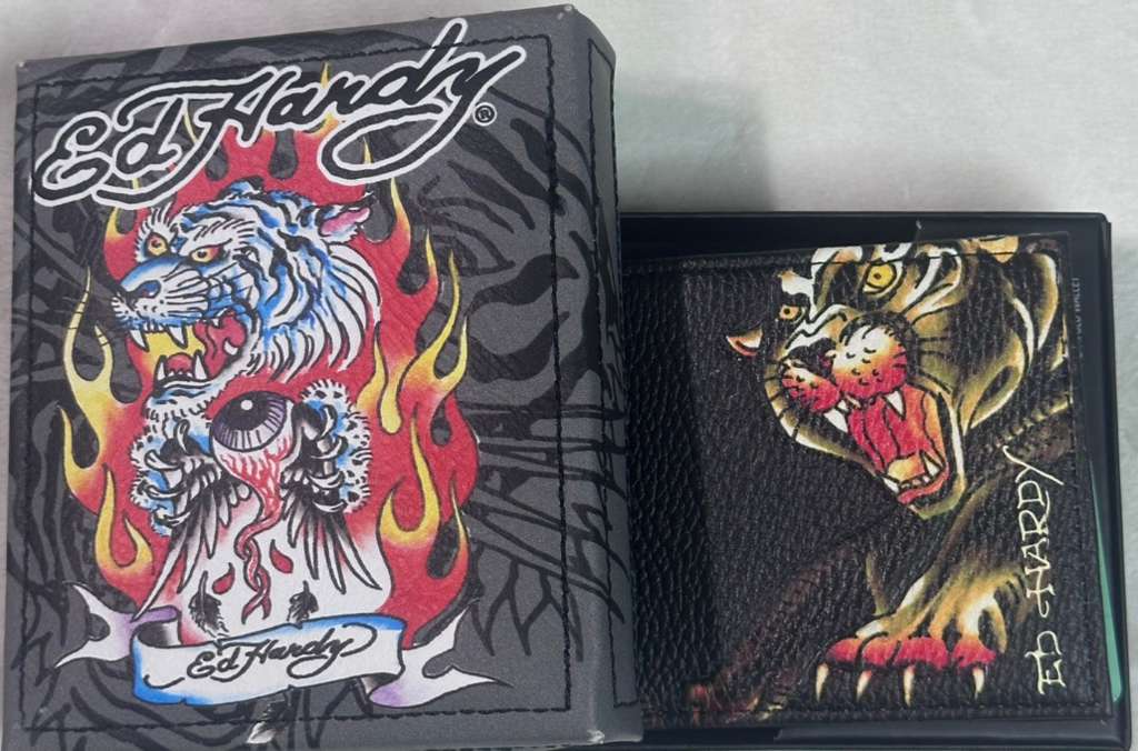 Cartera Ed Hardy Tigre Bifold Negra Original - Hombre