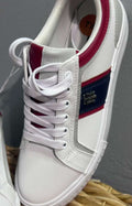 Tenis Tommy Hilfiger Blancos con Franja Roja y Azul - Mujer