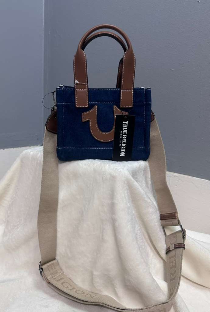 Bolsa True Religion Brand Jeans Denim Azul con Logo Herradura Original - Mujer