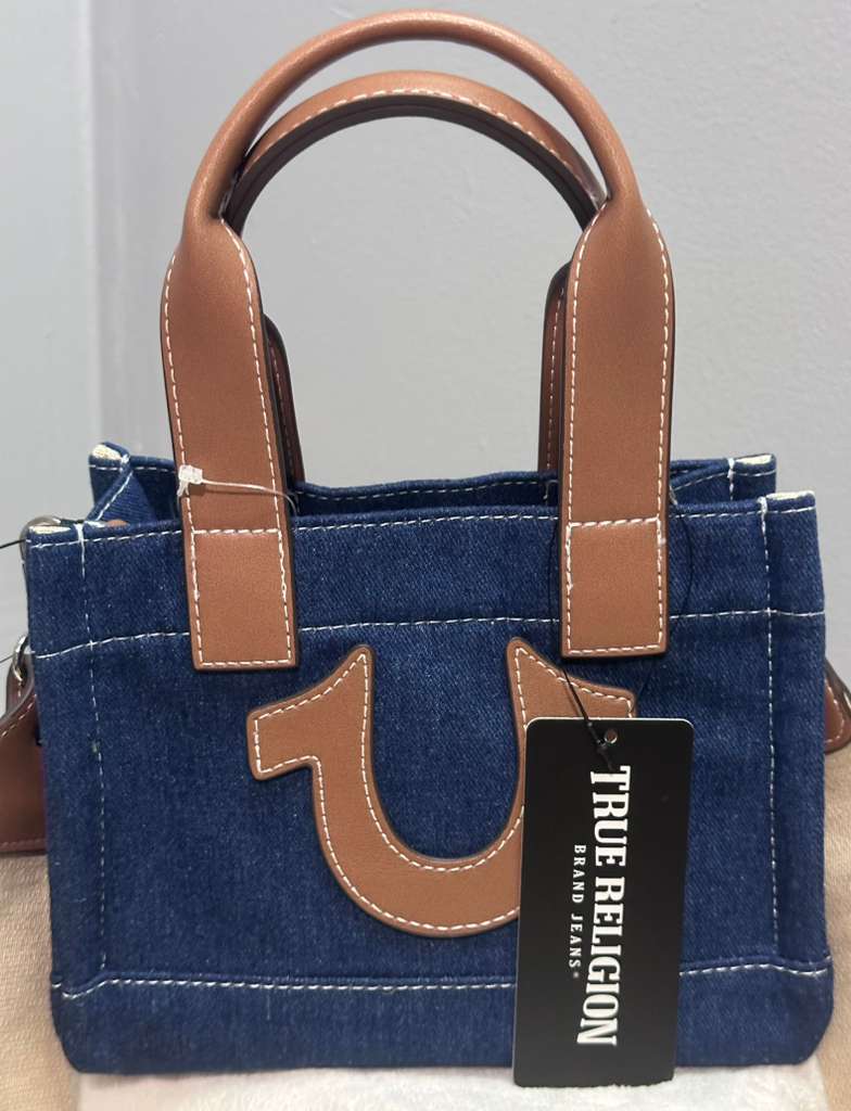 Bolsa True Religion Brand Jeans Denim Azul con Logo Herradura Original - Mujer