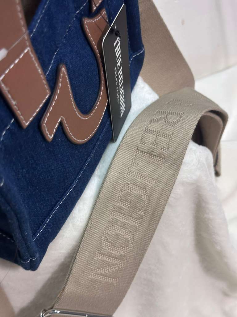Bolsa True Religion Brand Jeans Denim Azul con Logo Herradura Original - Mujer