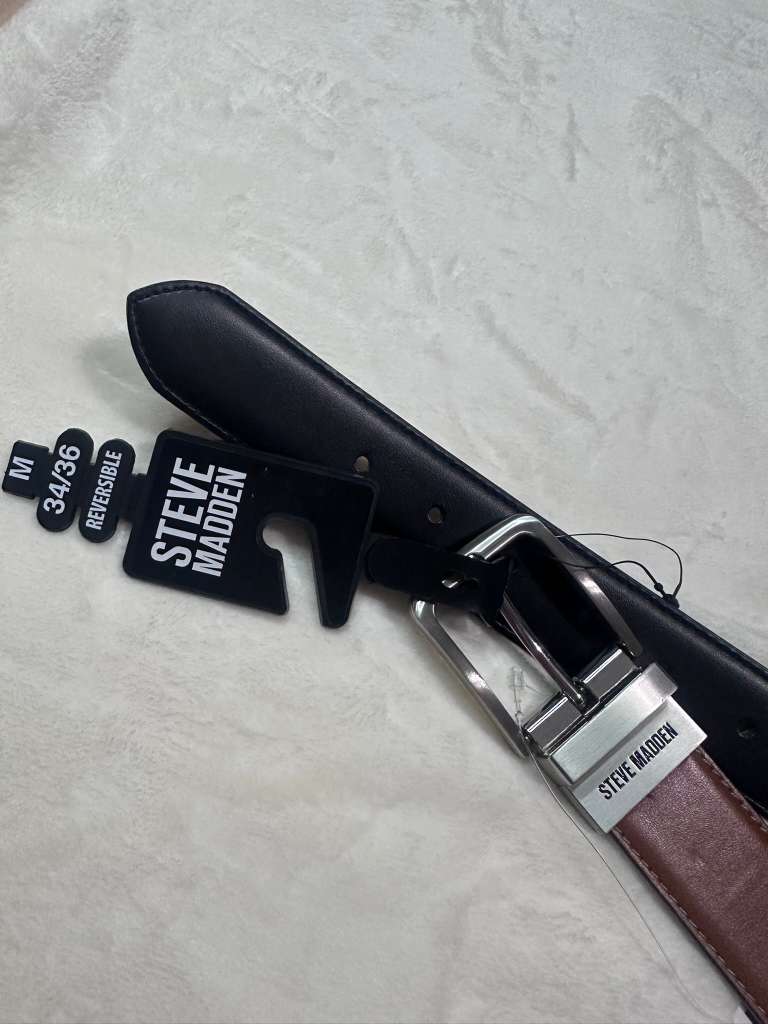 Cinturón Steve Madden Reversible Negro/Café Original - Hombre