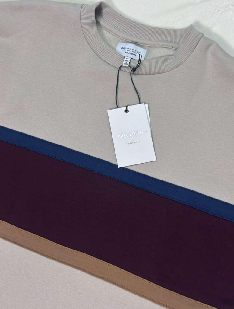 Sudadera Precedent Los Angeles Beige Franjas Hombre Talla M