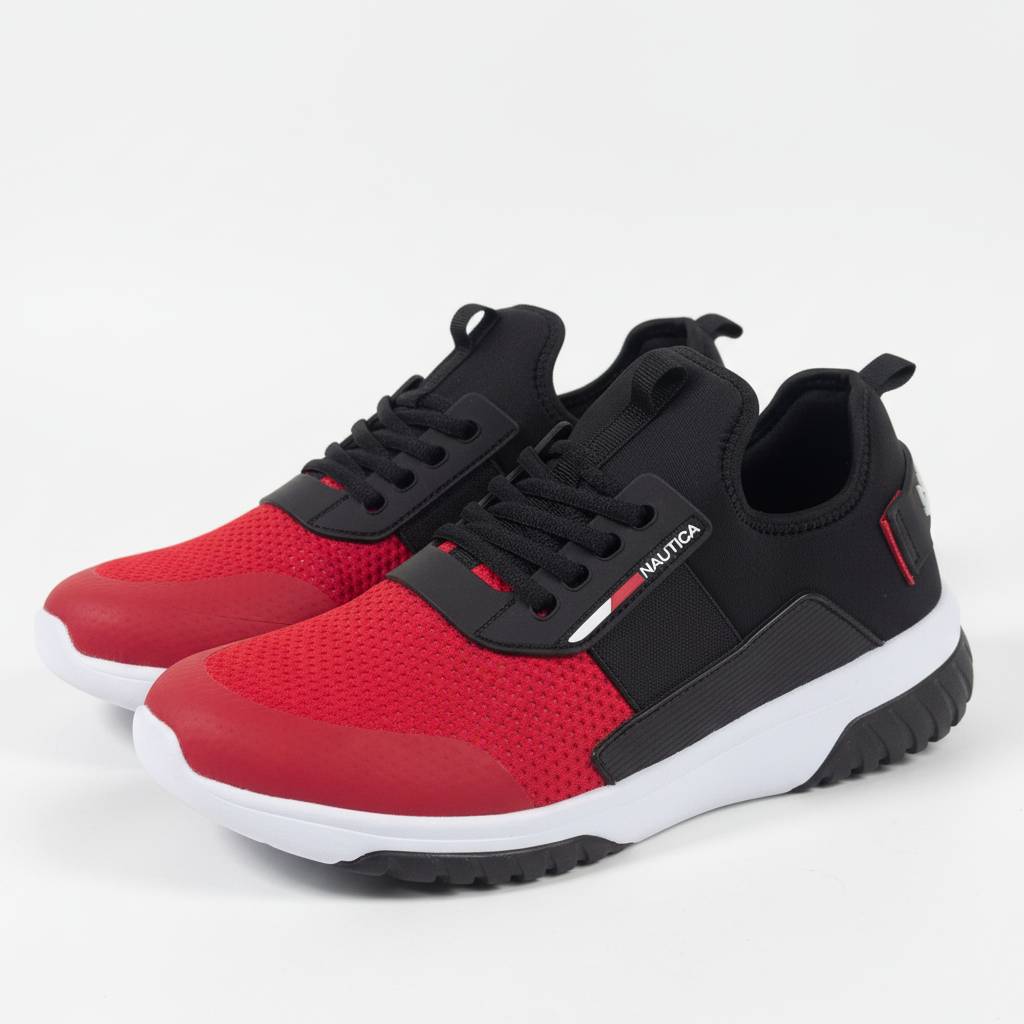 Tenis Náutica Hombre – Rojo y Negro