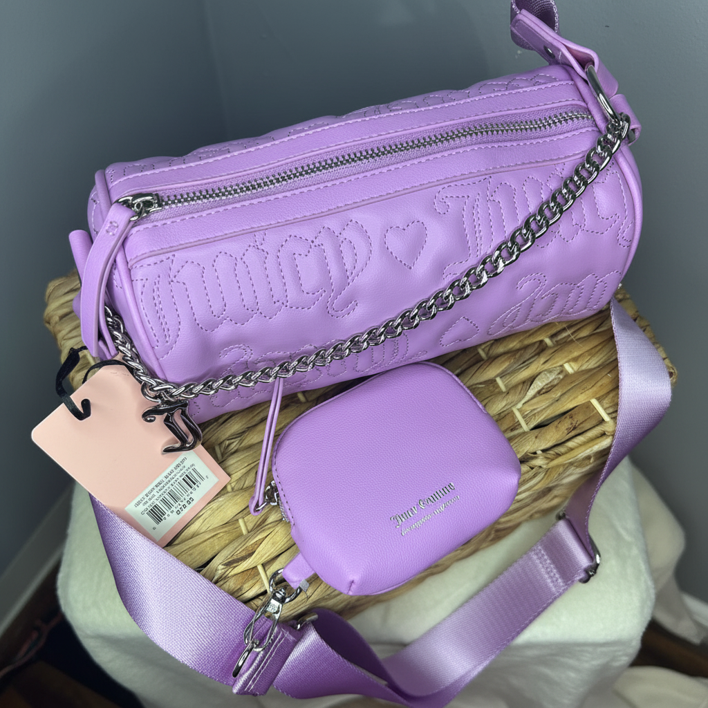 Juicy Couture Puff Roll Bag Xbody Violet - vista 5