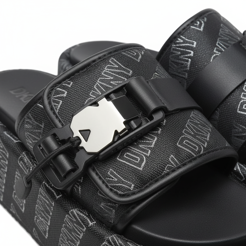 Sandalias DKNY Platform Monograma Negro Original - Mujer